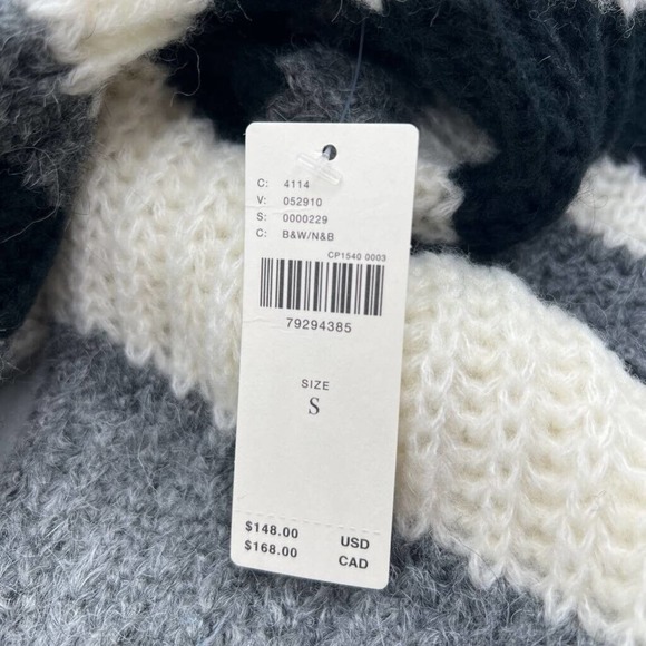 Anthropologie Striped Cowl Neck Wool Blend Chunky Crop Sweater New S - Picture 6 of 7